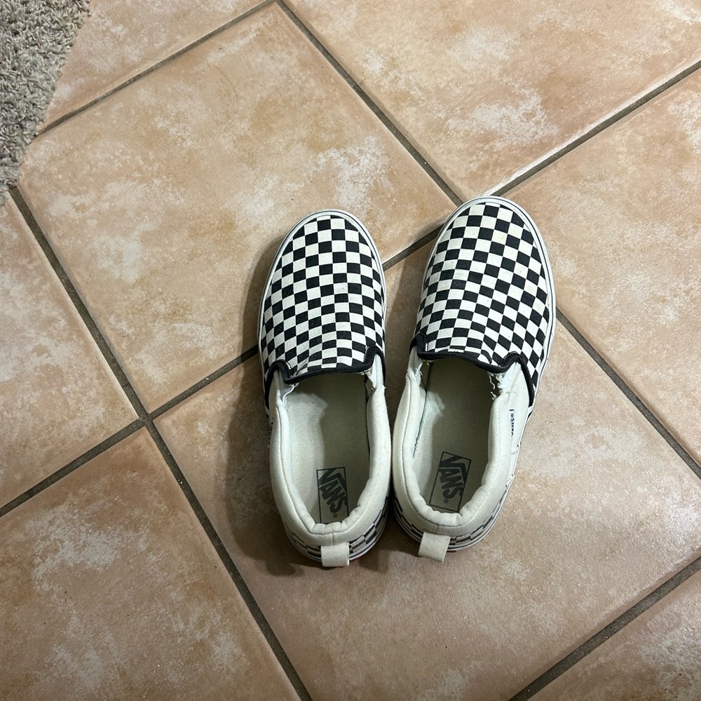 Vans Kids Black and White Checkered Slip-On Sneakers